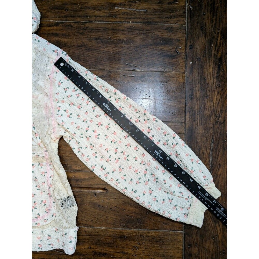 POL Floral Lace Hoodie S Jacket Boho Coquette Cottagecore Balloon Sleeve Shacket - Picture 7 of 14